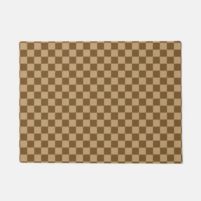 Brown Combination Classic Chequerboard by STaylor Doormat (Front)