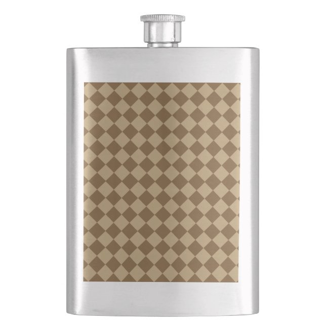 Brown Combination Diamond Pattern by STaylor Hip Flask (Front)