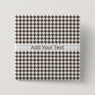 Brown Combination Houndstooth by Shirley Taylor 15 Cm Square Badge