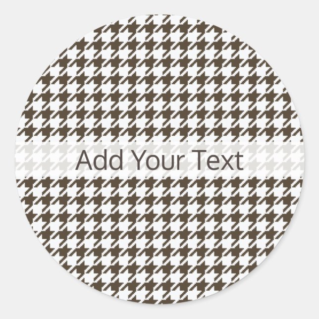Brown Combination Houndstooth by Shirley Taylor Classic Round Sticker (Front)
