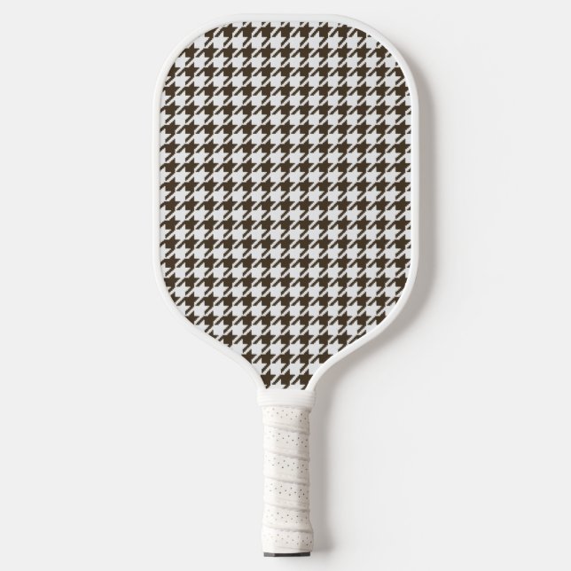 Brown Combination Houndstooth by Shirley Taylor Pickleball Paddle (Front)