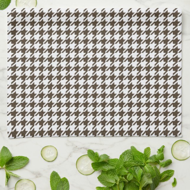 Brown Combination Houndstooth by Shirley Taylor Tea Towel (Folded)