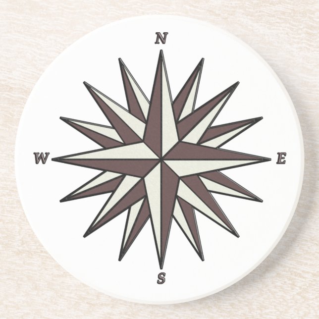 Brown Compass Rose Coaster (Front)