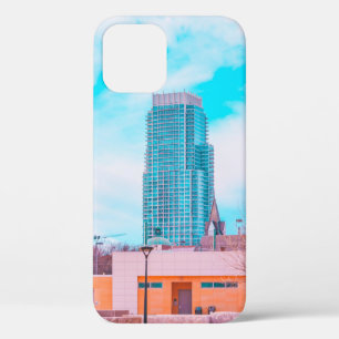 BROWN CONCRETE BUILDING NEAR BARE TREES UNDER BLUE iPhone 12 CASE