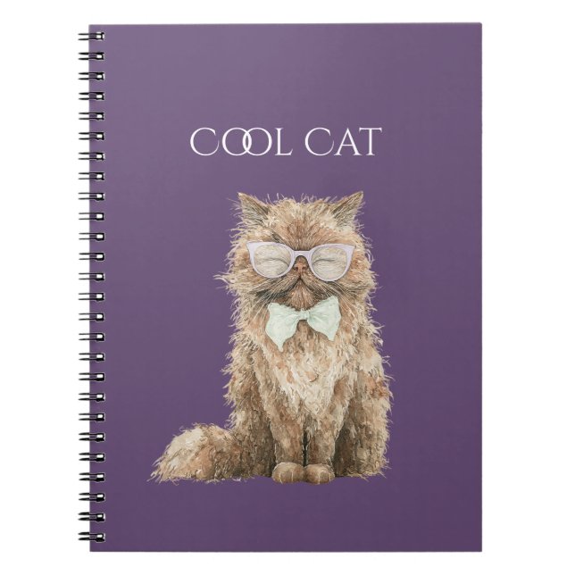 Brown Cool Cat Glasses   Notebook (Front)