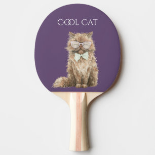 Brown Cool Cat Glasses Ping Pong Paddle
