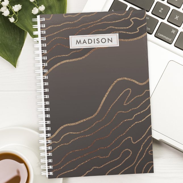 Brown Copper Modern Abstract Agate Personalised Planner (Creator Uploaded)