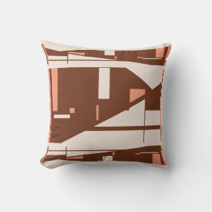 Brown Coral Beige Mediterranean Art Mosaic Design Cushion