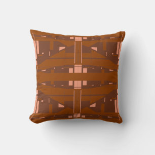 Brown Coral Rust Tiers Mediterranean Look Mosaic Cushion
