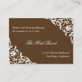 Brown corner scroll wedding reception enclosure card