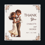 Brown couple newlyweds dancing wedding favours magnet<br><div class="desc">Brown couple newlyweds dancing wedding favours magnet,  easily customised</div>