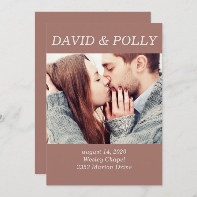 Brown Couple Photo Invitation (Front/Back)