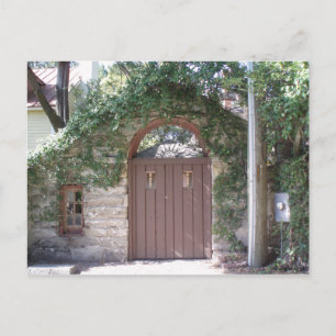 BROWN COURTYARD DOOR POSTCARD