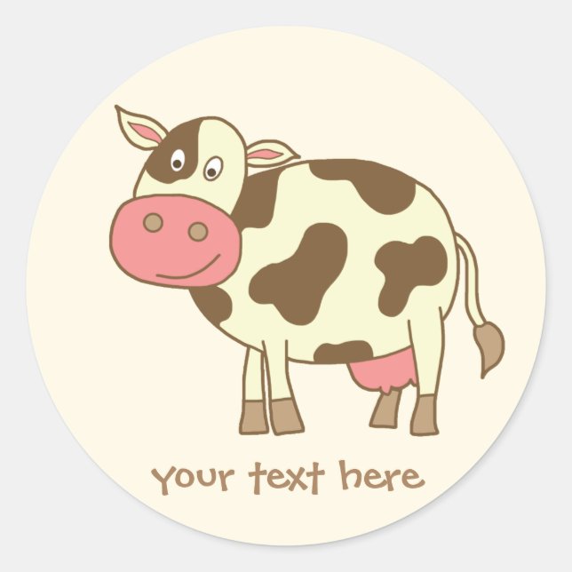 Brown Cow Classic Round Sticker (Front)