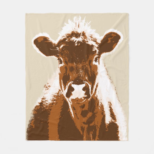 Brown Cow Farm Animal Fleece Blanket (Front)