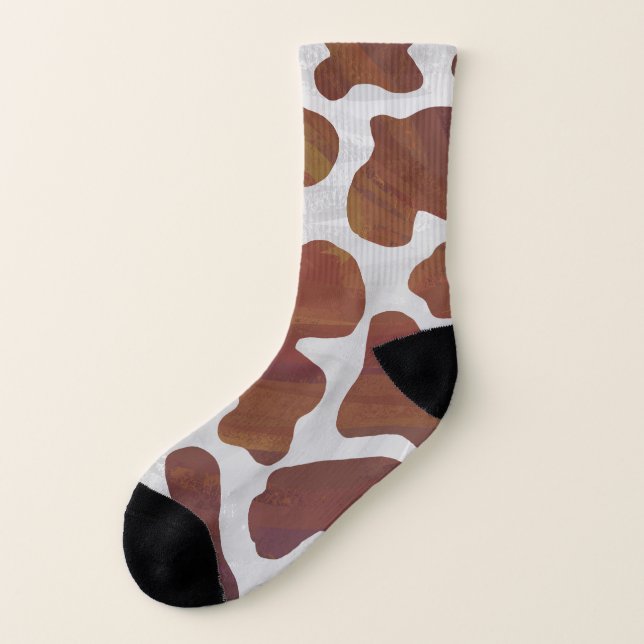 Brown Cow Pattern Footware Socks (Left Outside)