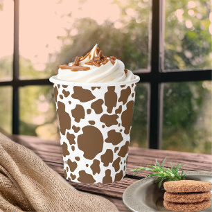 Brown Cow Spots Faux Cowhide Pattern Paper Cups
