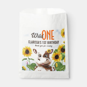 Brown Cow Sunflower Girl First Birthday Favour Bags