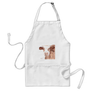 Brown cow watercolour painting standard apron
