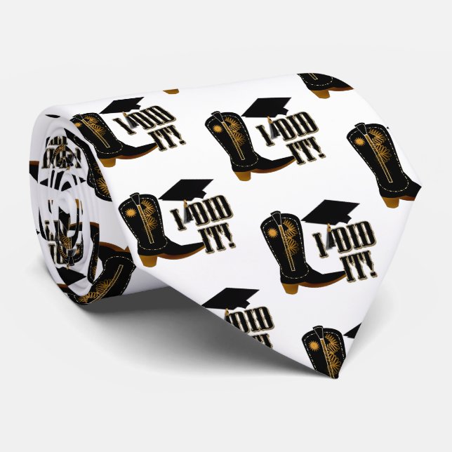 Brown Cowboy Boots Graduation Tie (Rolled)