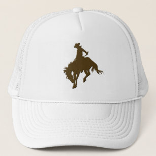 Brown Cowboy Bucking Horse Trucker Hat