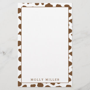 Brown Cowboy Cow Print Stationery