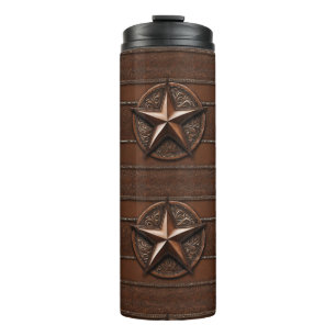 Brown Cowboy Rustic Western Country Texas Star Thermal Tumbler