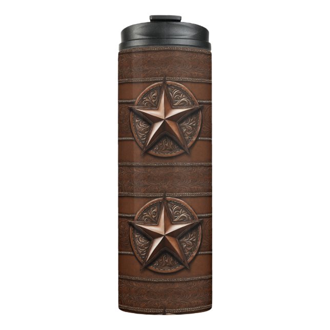 Brown Cowboy Rustic Western Country Texas Star Thermal Tumbler (Front)