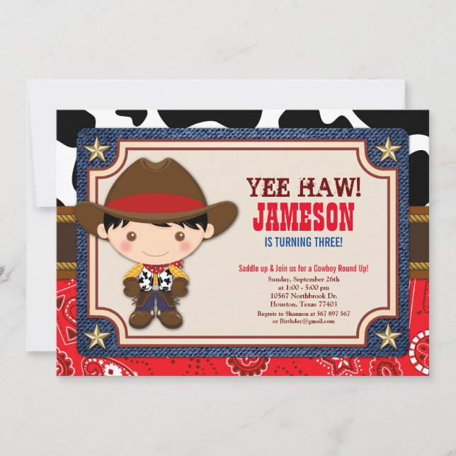 Brown Cowboy Western Old West Birthday Invitation (Front)