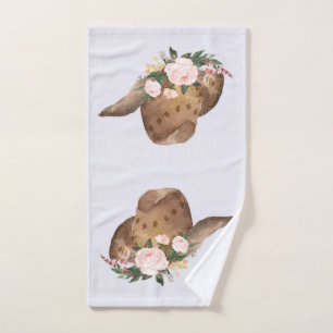 Brown Cowgirl Hat with Pink Flowers Bath Towel Set