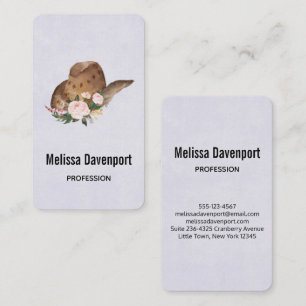 Brown Cowgirl Hat with Pink Flowers Business Card