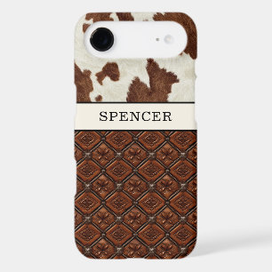 Brown Cowhide and Leather Monogrammed