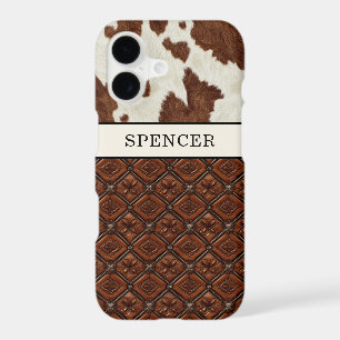 Brown Cowhide and Leather Monogrammed