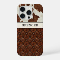 Brown Cowhide and Leather Monogrammed