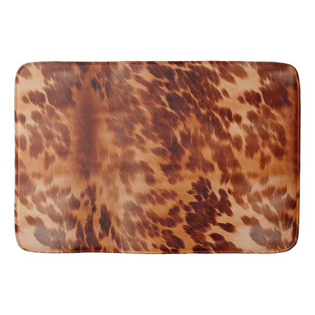 Brown Cowhide Animal Print Bath Mat (Front)