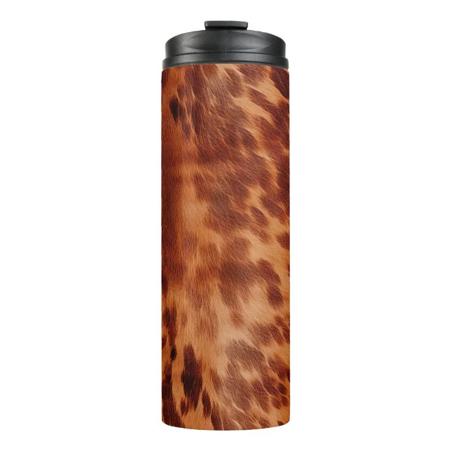 Brown Cowhide Animal Print Thermal Tumbler (Front)