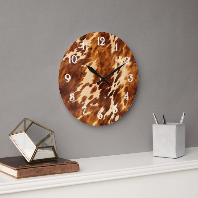 Brown Cowhide Large Clock (Office)