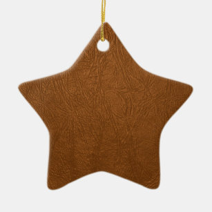 Brown Cowhide Leather Texture Look Ceramic Tree Decoration