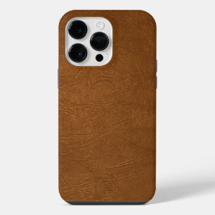 Brown Cowhide Leather Texture Look iPhone 14 Pro Max Case
