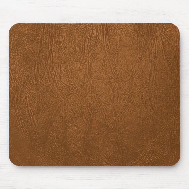 Brown Cowhide Leather Texture Look Mouse Pad (Front)