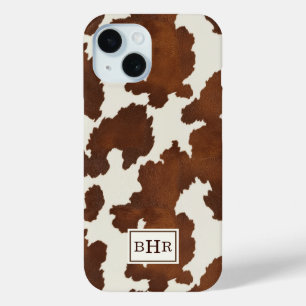 Brown Cowhide Monogrammed iPhone 15 Case