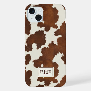 Brown Cowhide Monogrammed iPhone 15 Plus Case