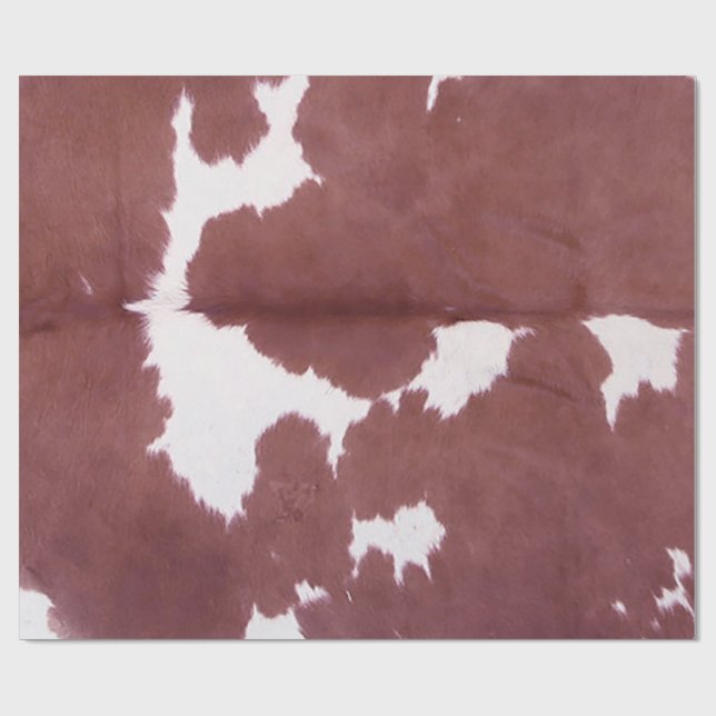 Brown Cowhide Print Rustic Farmhouse Christmas Wrapping Paper (Flat)