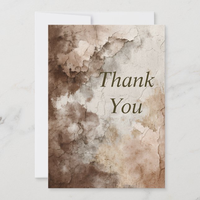 Brown Cracked Paint Thank You Card (Front)