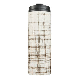 Brown Cream Abstract Stripes Thermal Tumbler