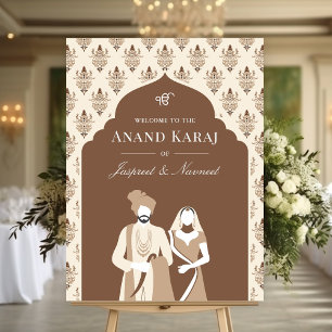 Brown Cream Anand Karaj Sikh Wedding Welcome Sign