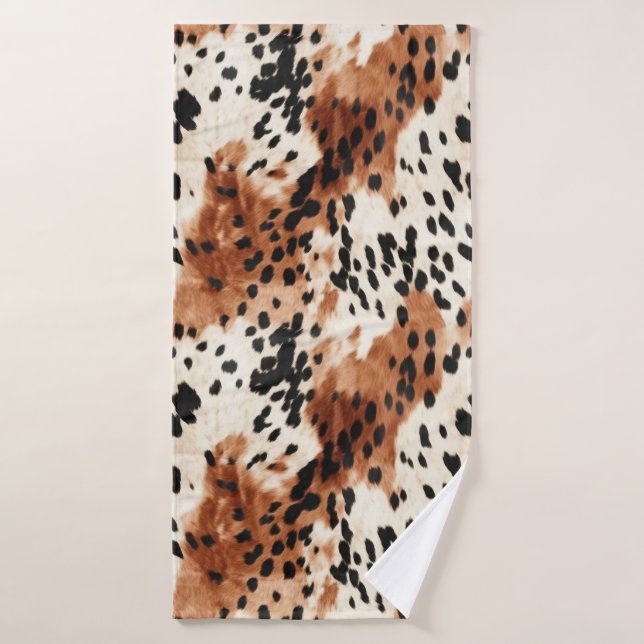 Brown Cream Animal Cowhide Bath Towel (Bath Towel)