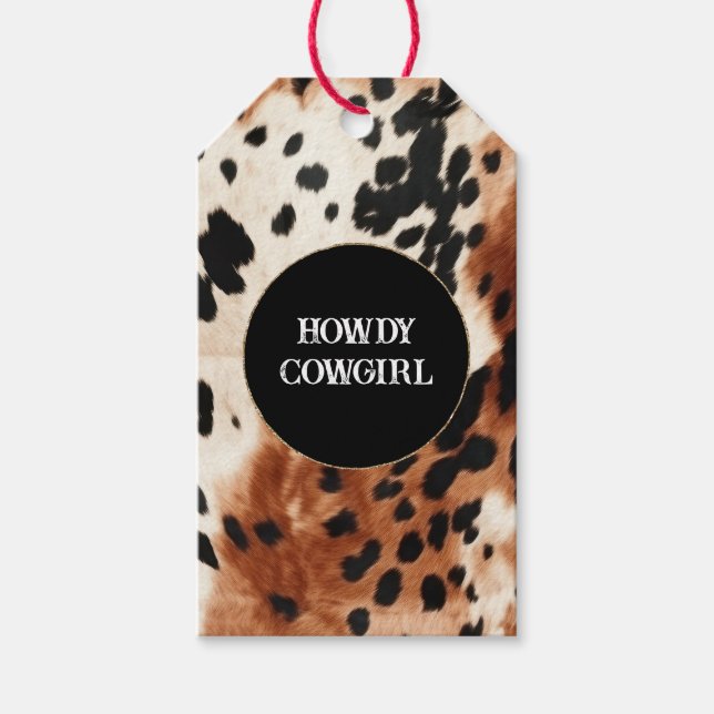 Brown Cream Animal Cowhide Gift Tags (Front)
