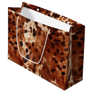 Brown Cream Black Cowhide Large Gift Bag