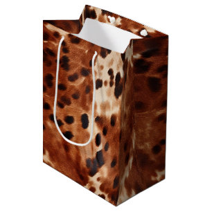 Brown Cream Black Cowhide  Medium Gift Bag